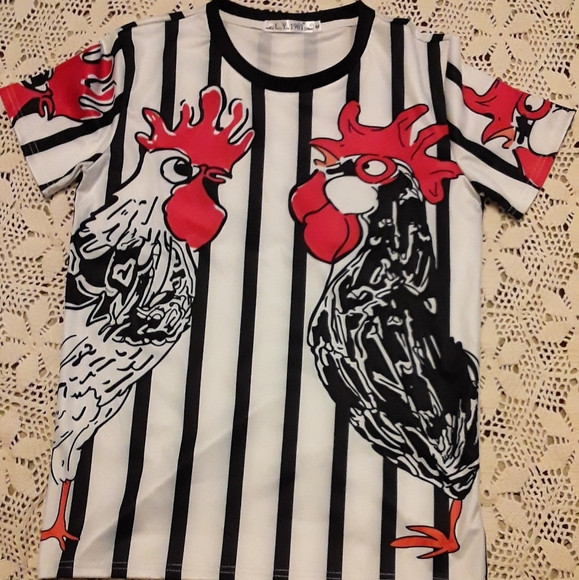 Linzi Yong Other - Linzi Yong 1981 Mens Black & White Rooster Shirt